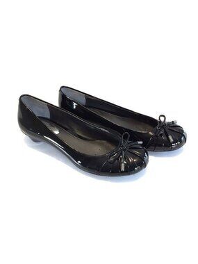 Alfani Womens Step n Flex Black Low Heel Pumps Faux Patent Leather size 5.5